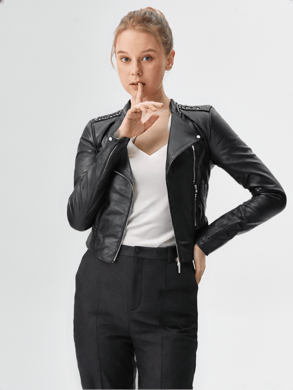 Black Widow - Women's Motorcycle Leather Jacket - Rare Leather Order Now !!