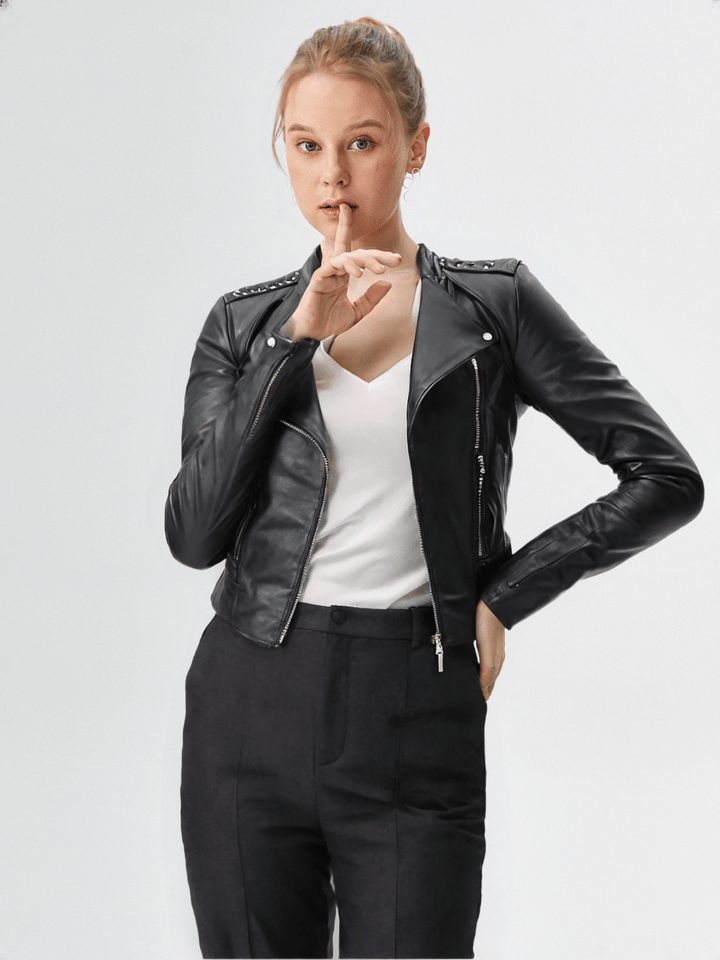 Black Widow - Women's Motorcycle Leather Jacket - Rare Leather Order Now !!