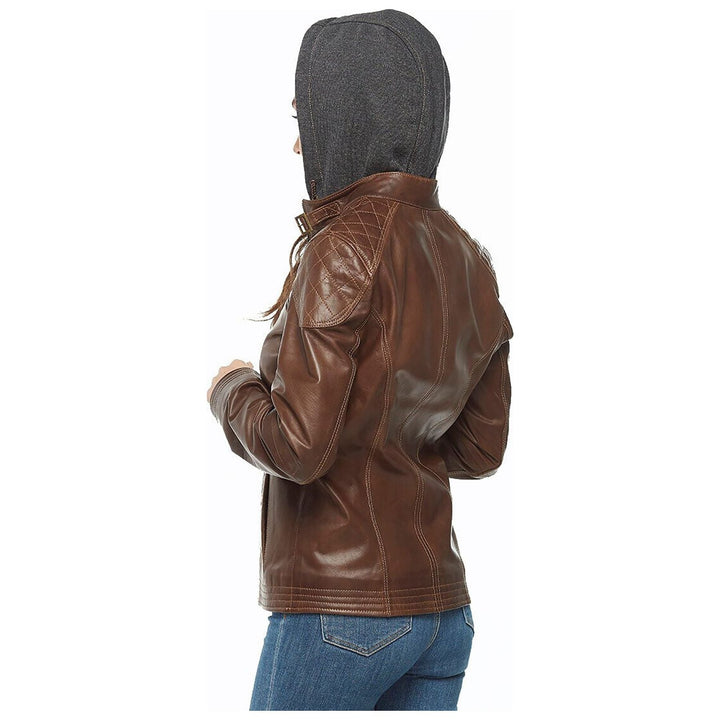 Bliss Brown Hooded Leather Jacket - Rare Leather