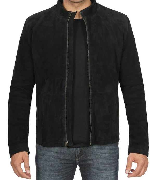 Bond Men's Black Casual Suede Jacket - Rare Leather