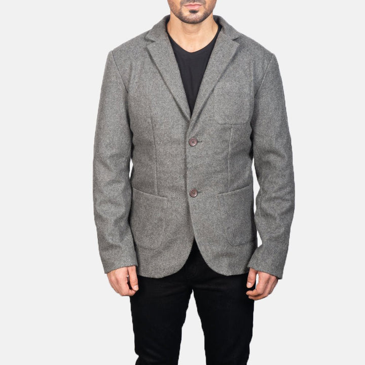Borges Grey Wool Blazer - Rare Leather