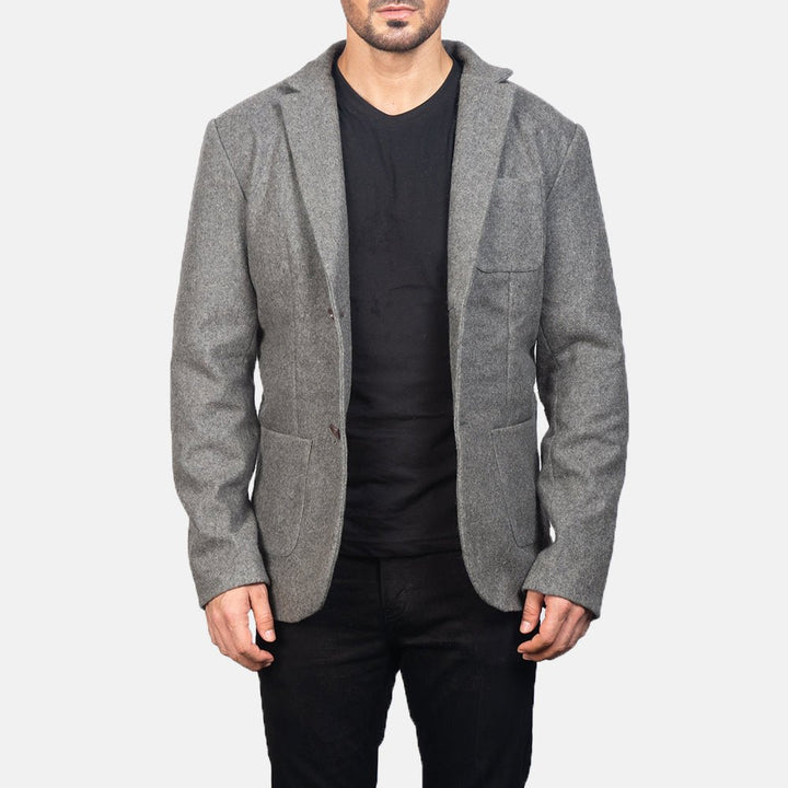 Borges Grey Wool Blazer - Rare Leather