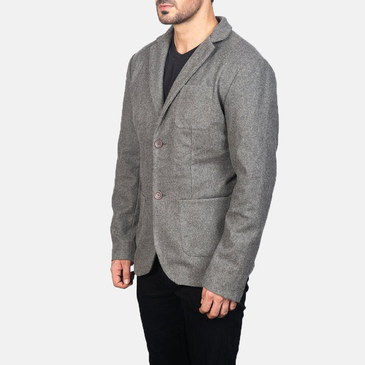 Borges Grey Wool Blazer - Rare Leather