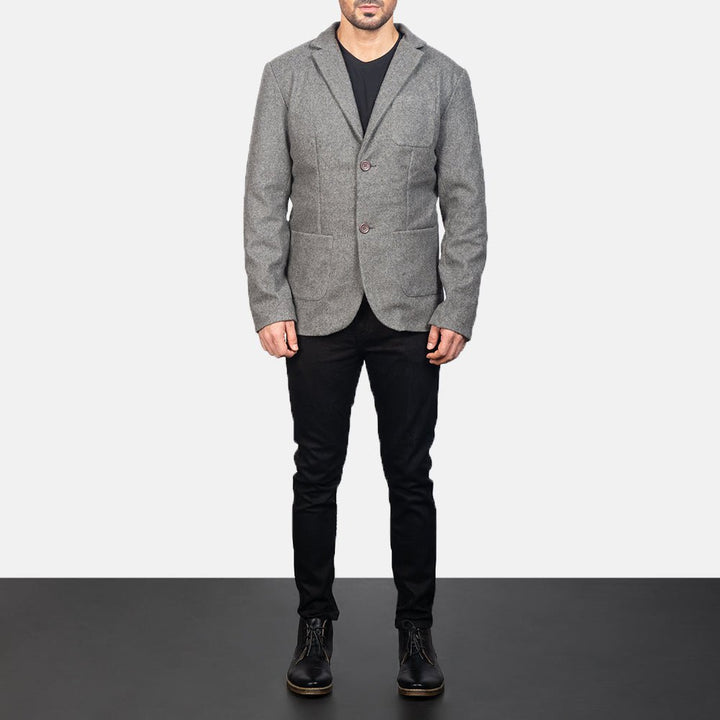 Borges Grey Wool Blazer - Rare Leather