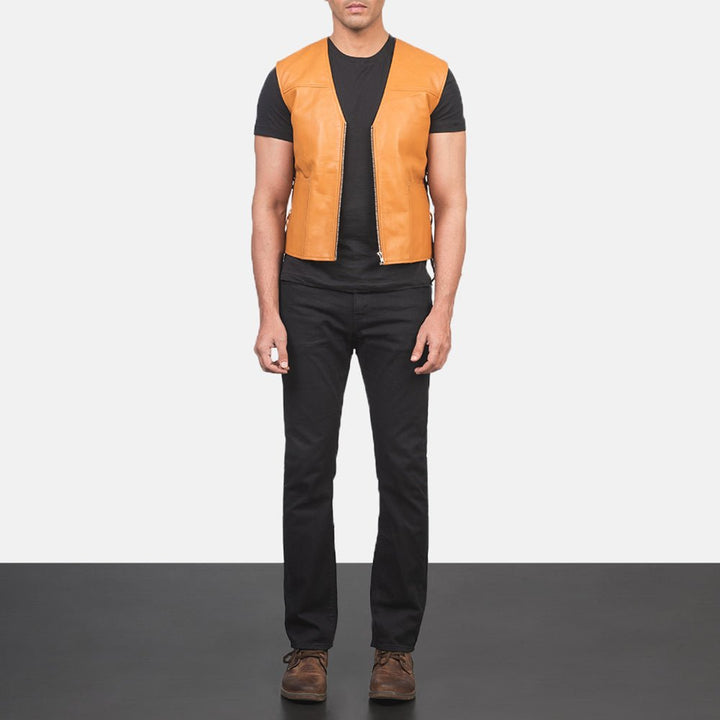 Brandon Tan Brown Leather Vest - Rare Leather