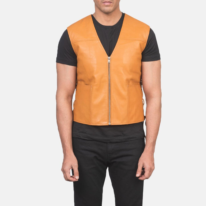 Brandon Tan Brown Leather Vest - Rare Leather