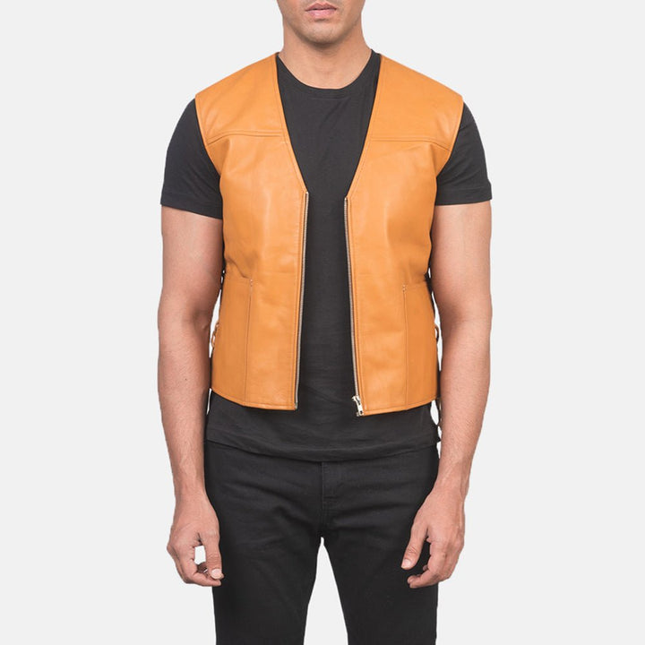 Brandon Tan Brown Leather Vest - Rare Leather