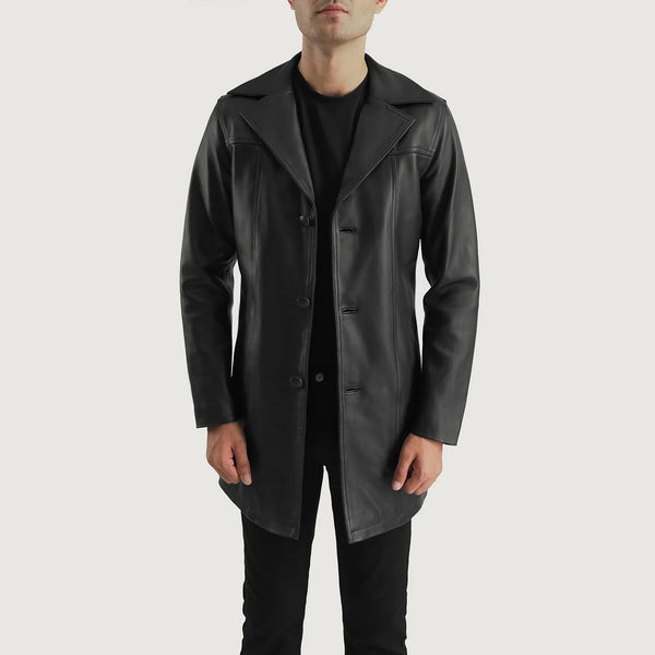 Brawnton Black Leather Coat - Rare Leather