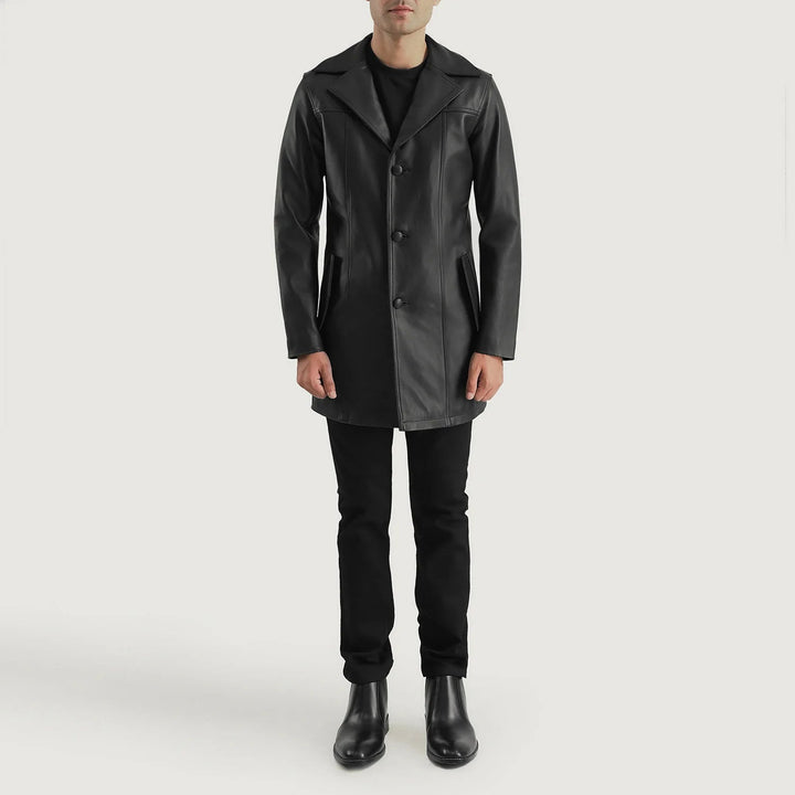 Brawnton Black Leather Coat - Rare Leather