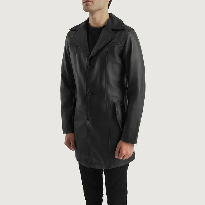 Brawnton Black Leather Coat - Rare Leather