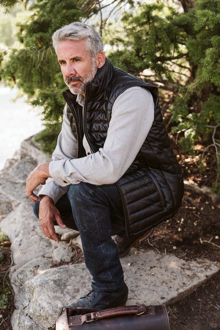 Bridger Leather Down Vest - Rare Leather