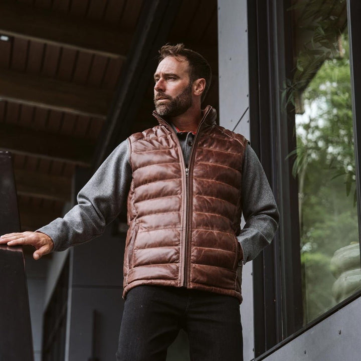 Bridger Leather Down Vest - Rare Leather
