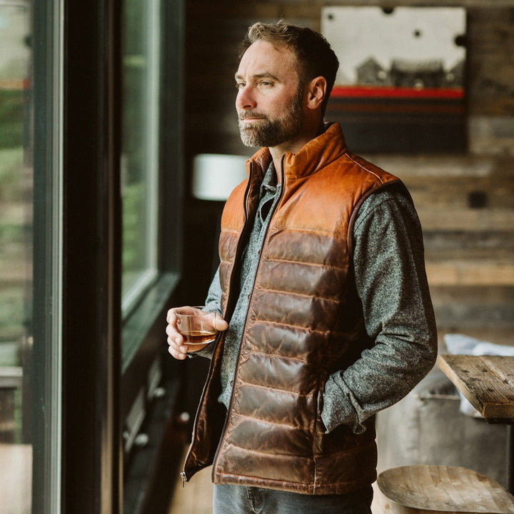 Bridger Leather Down Vest - Rare Leather