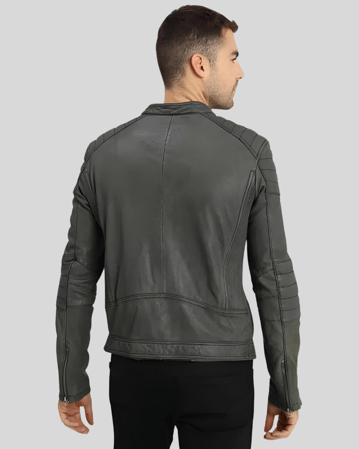 Buck Grey Biker Genuine Leather Jacket - Rare Leather