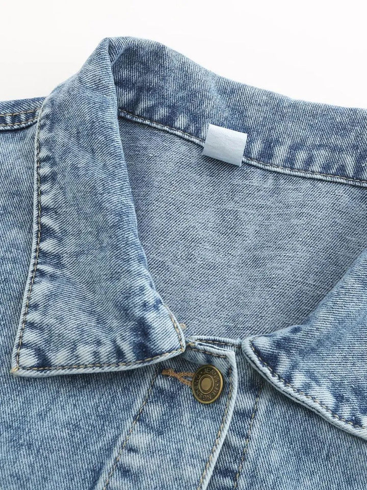 Button Down Drop Shoulder Denim Jacket - Rare Leather