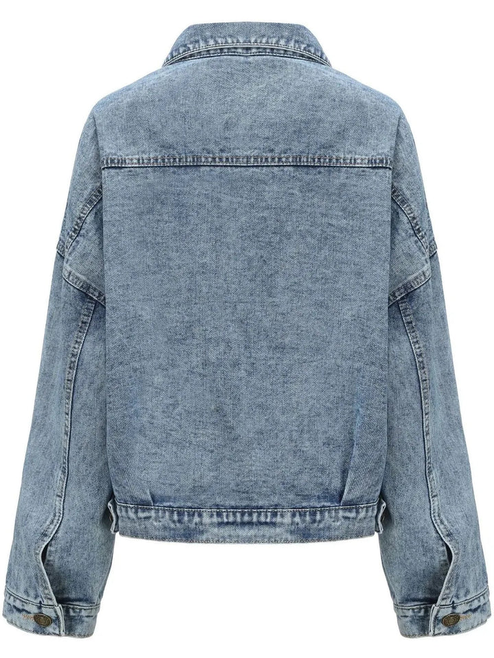 Button Down Drop Shoulder Denim Jacket - Rare Leather