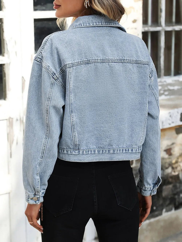Button Up Denim Jacket with Chest Pockets - Rare Leather
