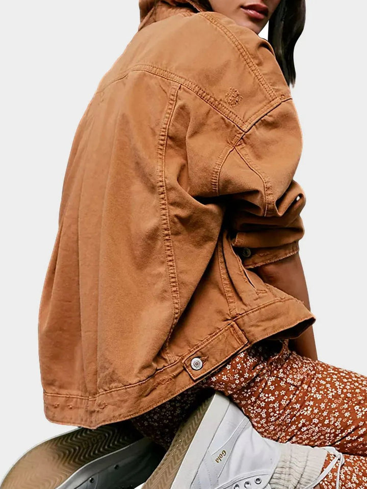 Button Up Drop Shoulder Denim Jacket - Rare Leather