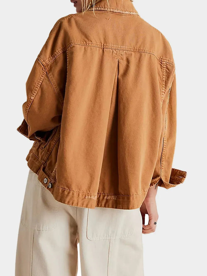 Button Up Drop Shoulder Denim Jacket - Rare Leather