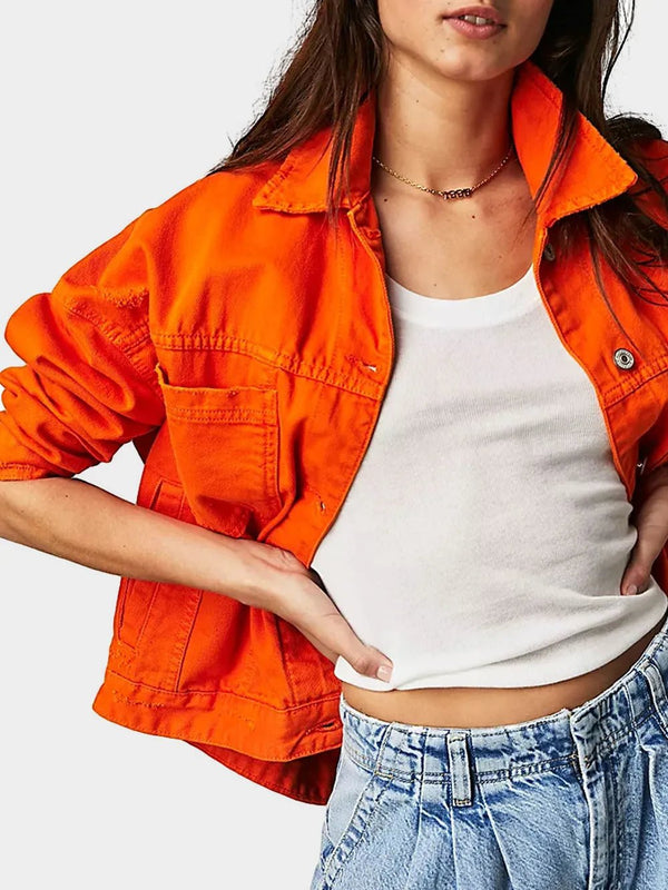 Button Up Long Sleeve Denim Jacket - Rare Leather