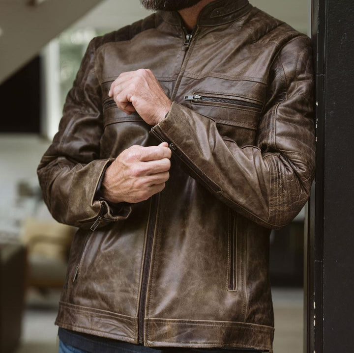 Cafe Racer Leather Jacket - Rare Leather