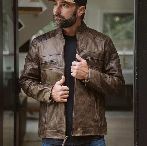 Cafe Racer Leather Jacket - Rare Leather