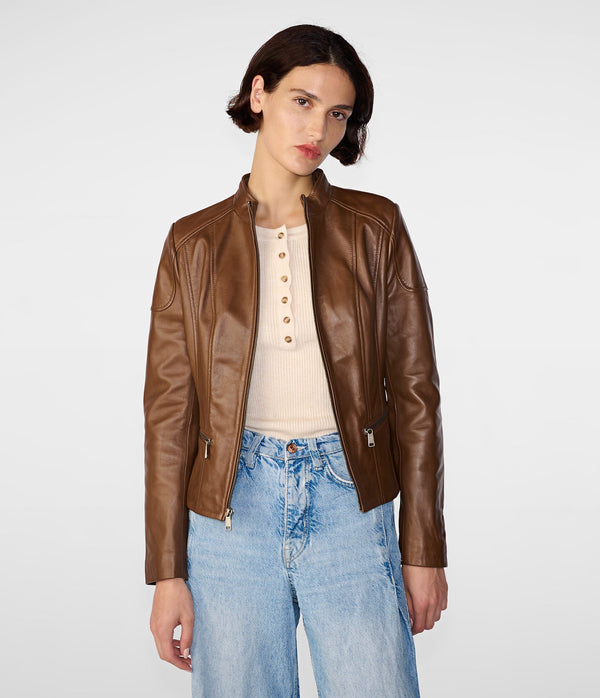 Caitlin Scuba Leather Biker Jacket - Rare Leather