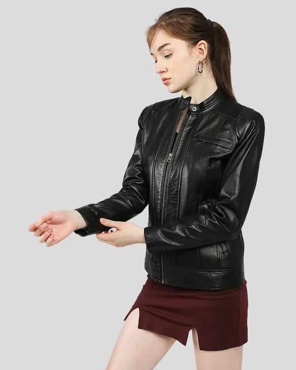 Calista Black Racer Leather Jackets - Rare Leather