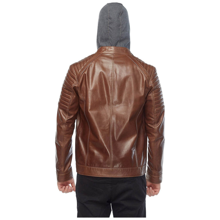 Cameron Brown Hooded Men’s Leather Jacket - Rare Leather