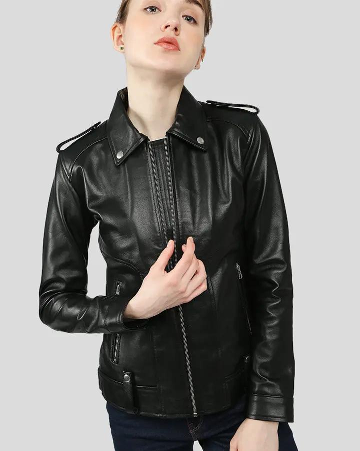 Charmaine Black Racer Leather Jackets - Rare Leather