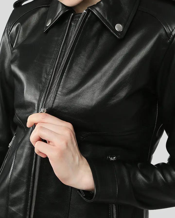 Charmaine Black Racer Leather Jackets - Rare Leather