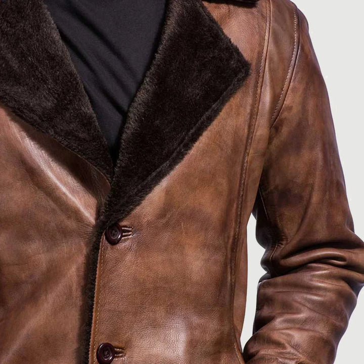 Cinnamon Distressed Leather Fur Coat - Rare Leather
