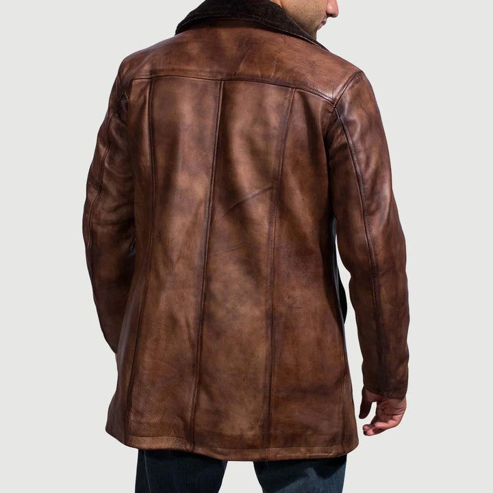 Cinnamon Distressed Leather Fur Coat - Rare Leather