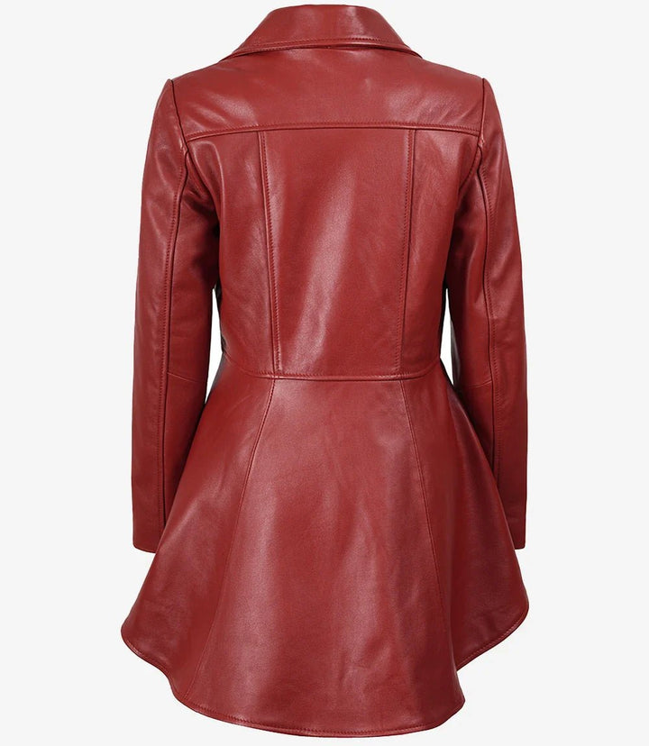 Clarissa Womens Red Asymmetrical Peplum Leather Jacket - Rare Leather