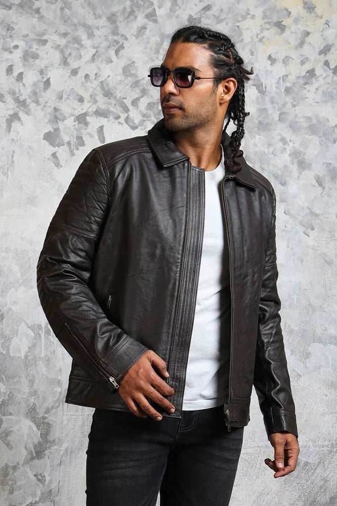 Classic Biker Black Leather Jacket for Men - Rare Leather