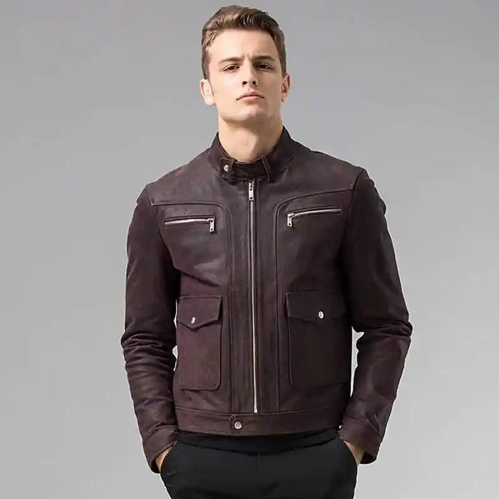 Dark Maroon Leather Jacket For Men - Rare Leather