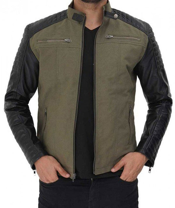 Darrell Green and Black Mens Cafe Racer Jacket - Rare Leather