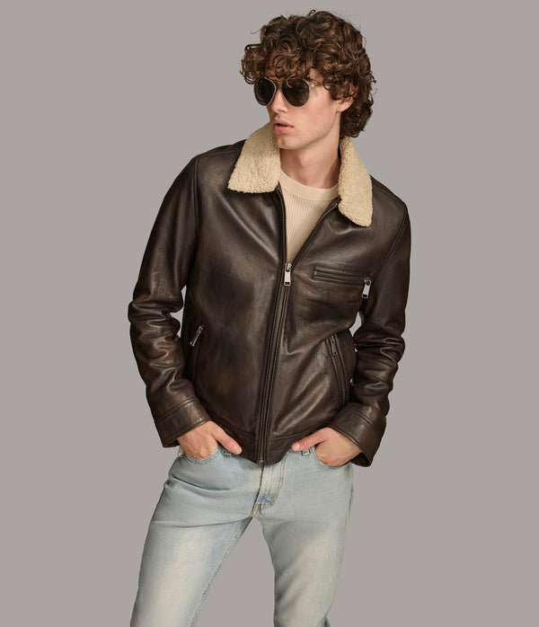 Dean Zip Up Shirt Collar Jacket - Rare Leather