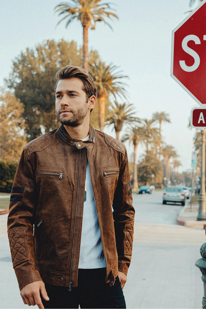 Denver Men’s Brown Bomber Leather Jacket Aviator - Rare Leather