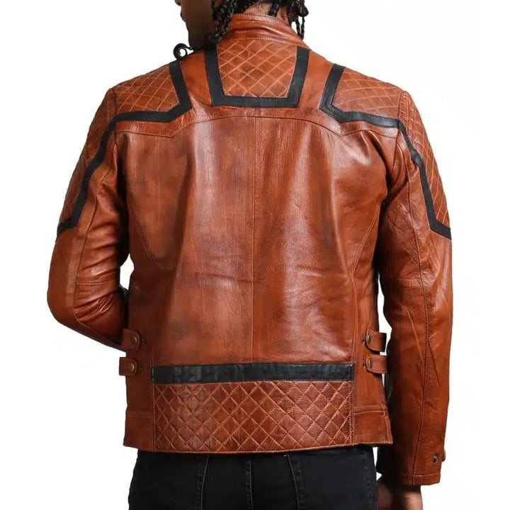 Designer Men Brown Waxed Leather Jacket - Rare Leather
