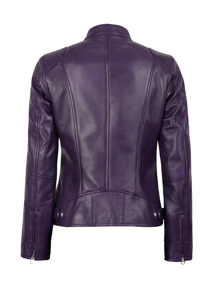 Dodge Womens Biker Purple Leather Jacket - Rare Leather