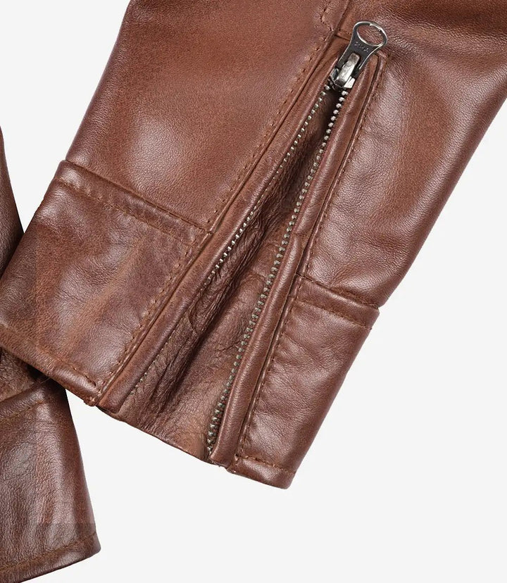 Dodge Womens Cognac Brown Motorcycle Leather Jacket - Rare Leather