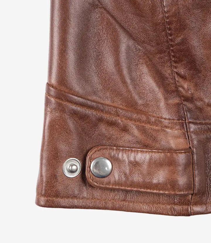 Dodge Womens Cognac Brown Motorcycle Leather Jacket - Rare Leather