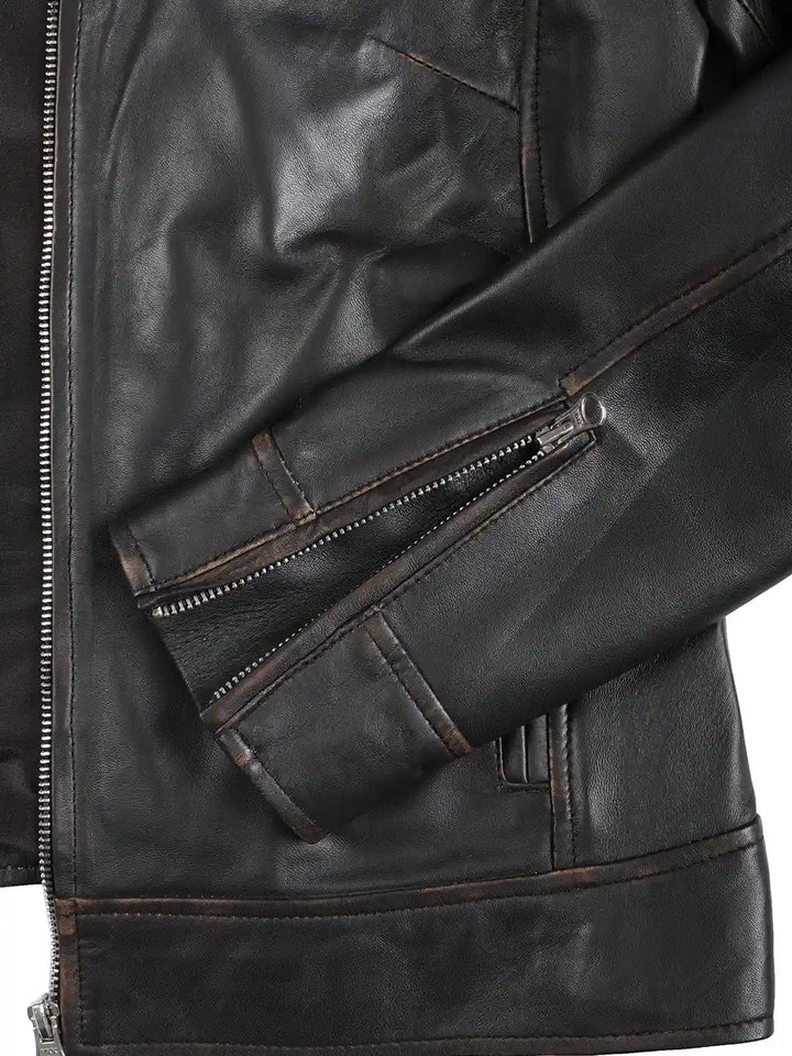 Dodge Women's Rub Off Brown Vintage Leather Jacket - Rare Leather