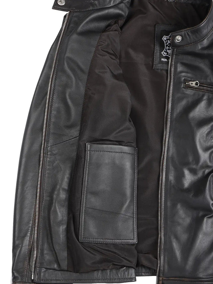 Dodge Women's Rub Off Brown Vintage Leather Jacket - Rare Leather