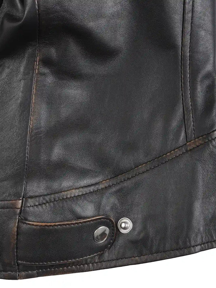 Dodge Women's Rub Off Brown Vintage Leather Jacket - Rare Leather