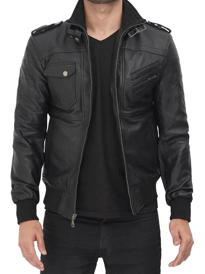 Edinburgh Black Hooded Leather Jacket - Rare Leather