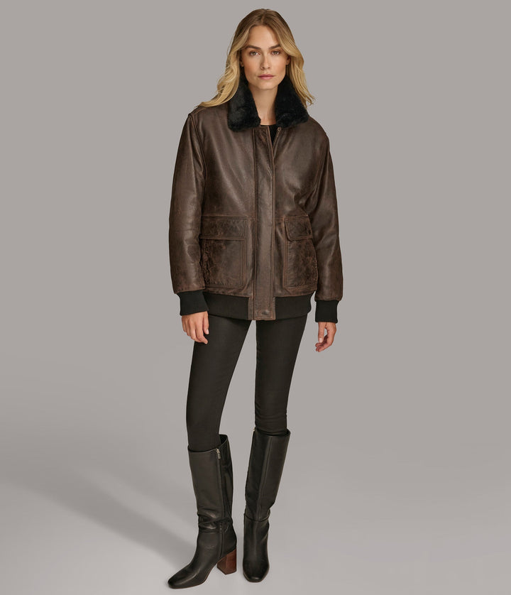 Everleigh Faux Fur Lined Bomber - Rare Leather