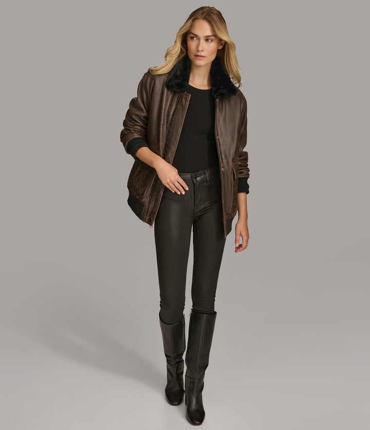 Everleigh Faux Fur Lined Bomber - Rare Leather