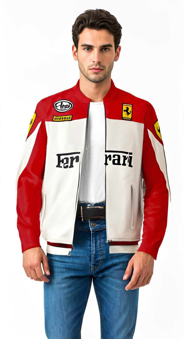 Farrari Racing Real Leather Jacket Motorcycle - Rare Leather
